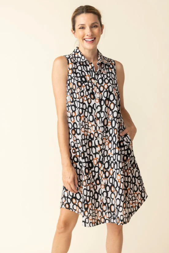 Sleeveless Shirt Dress - Oatmeal