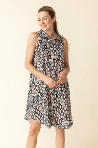 Sleeveless Shirt Dress - Oatmeal