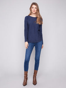 Long Sleeve Boat Neck -denim -C217