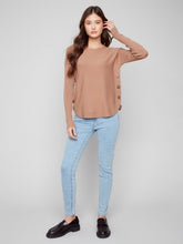 Load image into Gallery viewer, Long Sleeve Boat Neck -side buttons -C2871
