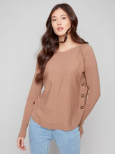 Load image into Gallery viewer, Long Sleeve Boat Neck -side buttons -C2871
