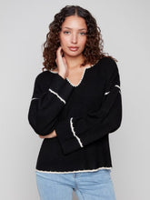 Load image into Gallery viewer, V Neck Soutache Sweater- 2879
