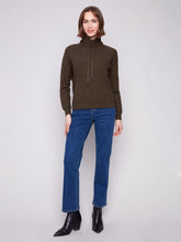 Load image into Gallery viewer, Cowl Neck Knit Sweater -Spruce-2939
