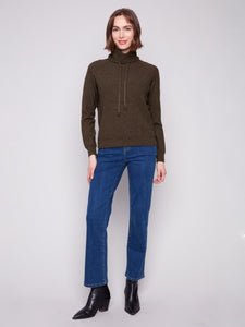 Cowl Neck Knit Sweater -Spruce-2939