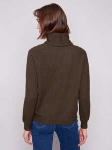 Cowl Neck Knit Sweater -Spruce-2939