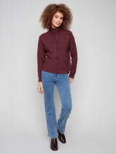 Load image into Gallery viewer, Cowl Neck Knit Sweater -Cabernet-2939
