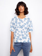 Load image into Gallery viewer, Short sleeve crew neck sweater -petals
