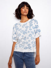 Load image into Gallery viewer, Short sleeve crew neck sweater -petals

