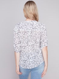 Roll Up Sleeve Blouse-Hearts