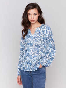 Long Sleeve Popover Blouse / 4570