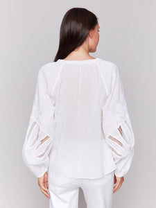 Long Sleeve raglan Blouse embroidery/ 4600