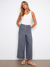Load image into Gallery viewer, Linen Wide Leg Button Pant-Indigo
