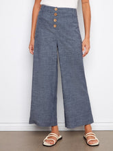 Load image into Gallery viewer, Linen Wide Leg Button Pant-Indigo

