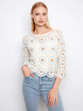 Load image into Gallery viewer, Flower Crochet Sweater
