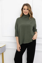 Load image into Gallery viewer, Ribbed Mock Neck Elbow Sleeve Sweater
