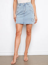 Load image into Gallery viewer, Denim Skort/Heart patch-7088
