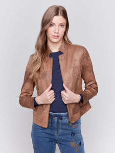 Moto Faux Suede Jacket /Truffle