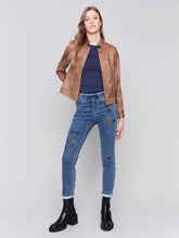 Load image into Gallery viewer, Moto Faux Suede Jacket /Truffle
