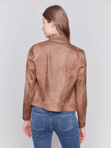 Moto Faux Suede Jacket /Truffle