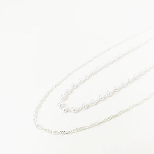 Silver Chain/Pearls Necklace