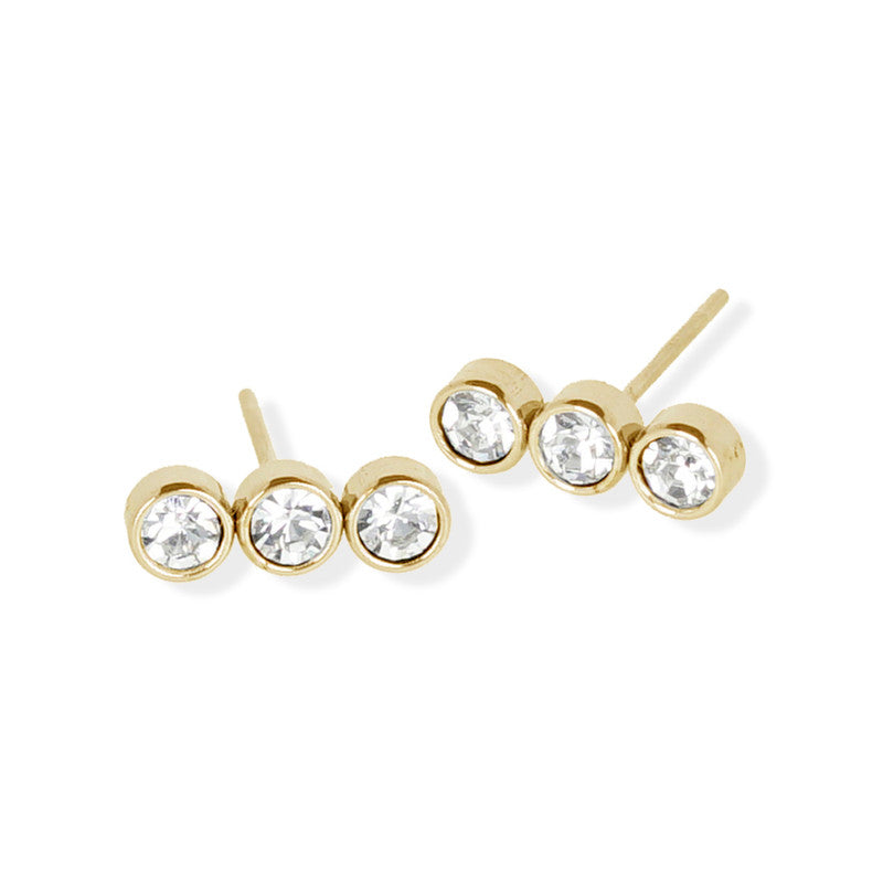 Triple Linear Stud Earring - Gold