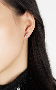 Triple Linear Stud Earring - Silver