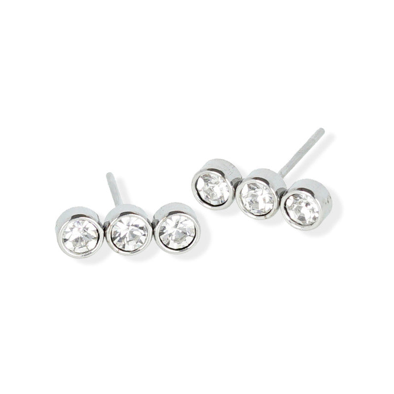 Triple Linear Stud Earring - Silver